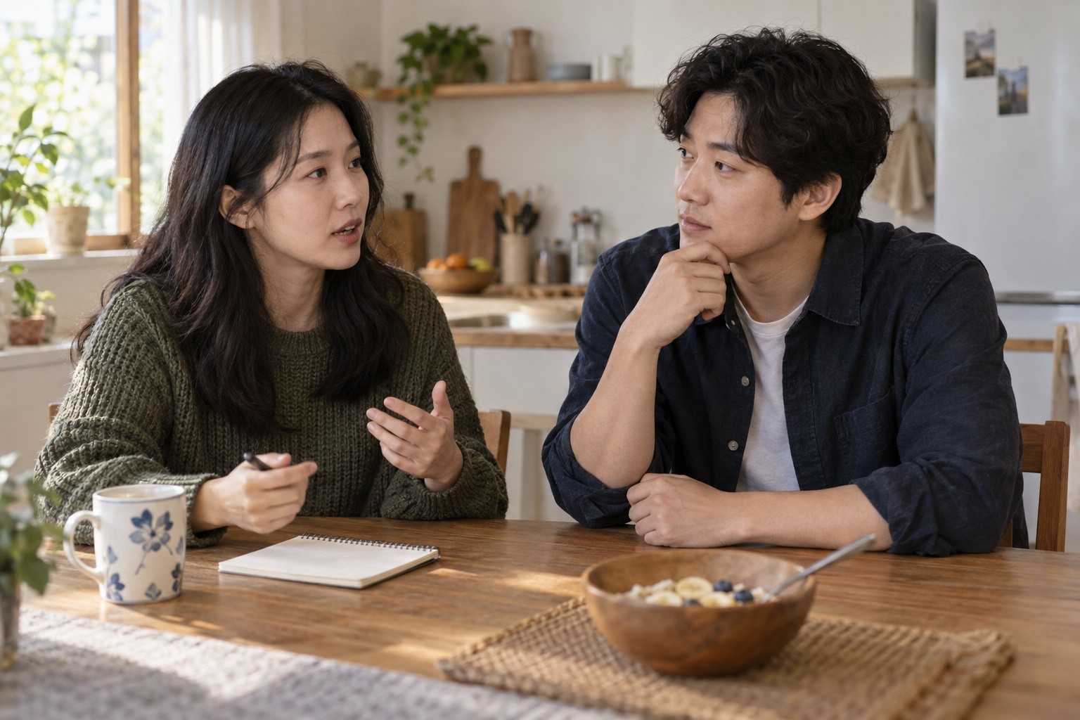 우울 치료 진료 전에 환자가 가까운 사람에게 보충받고 싶은 생활 변화를 이야기하는 가상의 장면