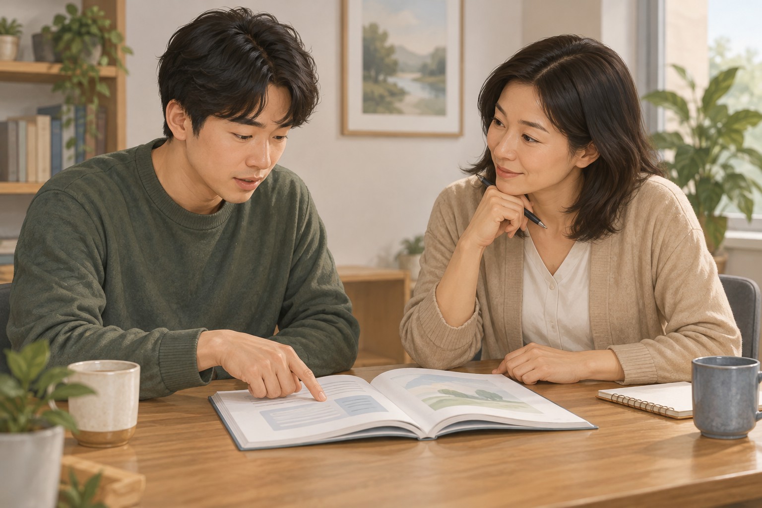 자기도움 자료의 어려운 부분을 짚으며 제공자와 함께 확인하는 성인